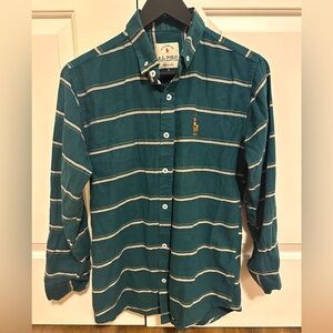R.L.Polo Men’s Vintage Forest Green Striped Button Down Shirt Size Medium